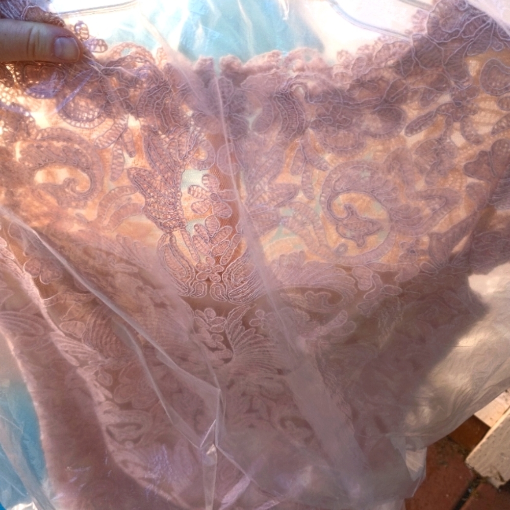 Pink lace sheath dress